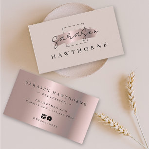 Chic Penseldrag Faux Ro Guld Neutralt Ro Visitkort
