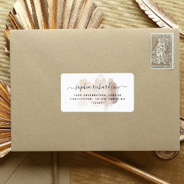 Chic Penseldrag | Faux Ro Guld vid White Adressetikett
