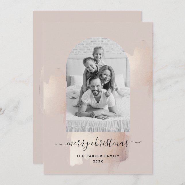 Chic Penseldrag | God jul Photo Arch Holl Julkort (Fram/baksida)