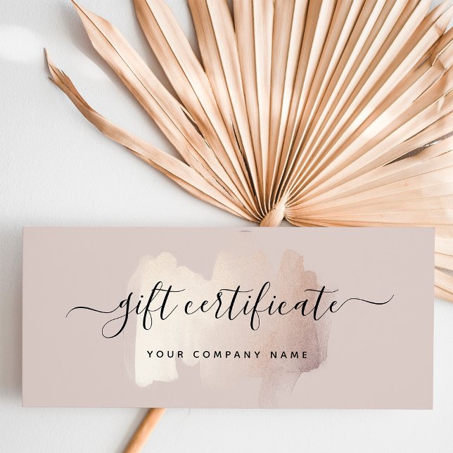Chic Penseldrag | Ro Guld-intyg (A stylish and modern, faux rose gold look brush stroke on an elegant gift certificate)