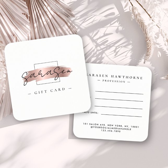 Chic Penseldragskort för Ro Guld Fyrkantigt Visitkort (Skapare uppladdad)