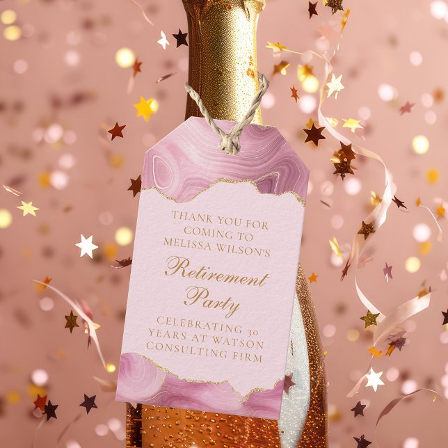 Chic Pension Party Rosa Guld Agate Anpassningsbar Presentetikett (Skapare uppladdad)