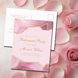 Chic Pension Party Rosa Guld Agate Inbjudan Vykort