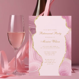 Chic Pension Party Rosa Guld Agate Magnetisk Inbjudningskort