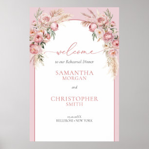 Chic peonies pampas arch Välkomstormning Poster