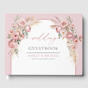 Chic  peonies pampas boho arch eucalyptus gästböcker
