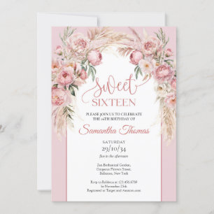 Chic peonies pampas boho arch eucalyptus inbjudningar