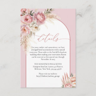 Chic  peonies pampas boho arch-uppgifter tilläggskort