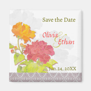 Chic Peony Bröllop spara datum Magnet