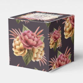 Chic Peony Flowers on Lila Brown Favor Box Presentaskar