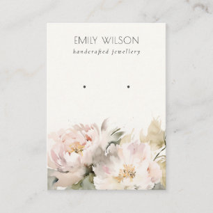 Chic Peony Ro Watercolor Blommigt Earring Visning Visitkort