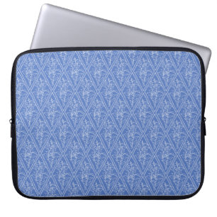 Chic Periwinkle Blue Blommigt Diamond Mönster Laptop Sleeve