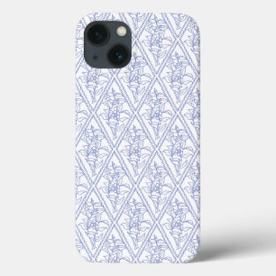 Chic Periwinkle Blue White Blommigt Diamond Mönste