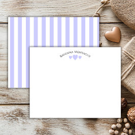 Chic Periwinkle Cracked Hearts Striped Note Card Anteckningskort