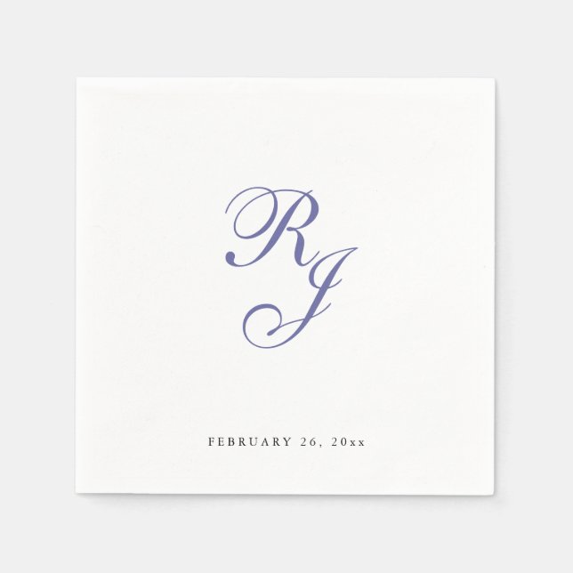 Chic Periwinkle Monogram Bröllop Napkins Pappersservett (Framsidan)
