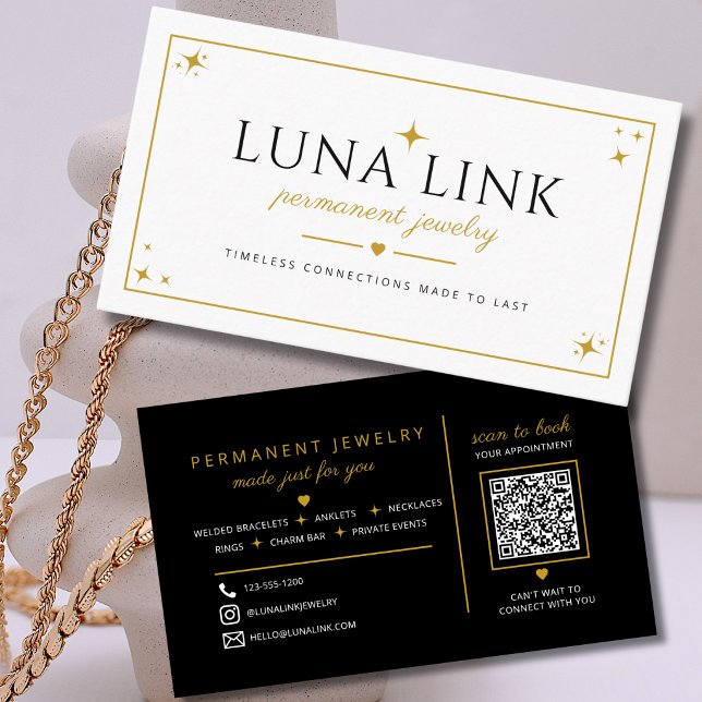 Chic Permanent Jewelry Konstnär Minimal QR-kod Visitkort (Skapare uppladdad)