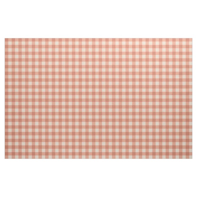 chic persika och vit darker gingham mönster tyg (Yard)