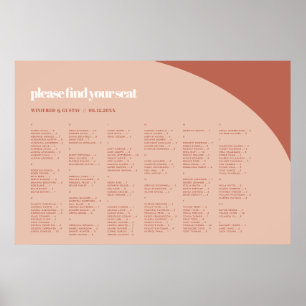 Chic persikoterracotta Alfabetiskt sittningsdiagra Poster