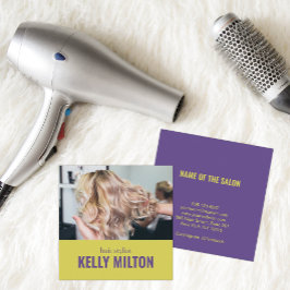 Chic Personalize Photo Hairdresser Barber Salon Fyrkantigt Visitkort