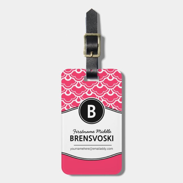 Chic Personalized. damshock rosaMonogram Bagagebricka (Vertikal Framsida)