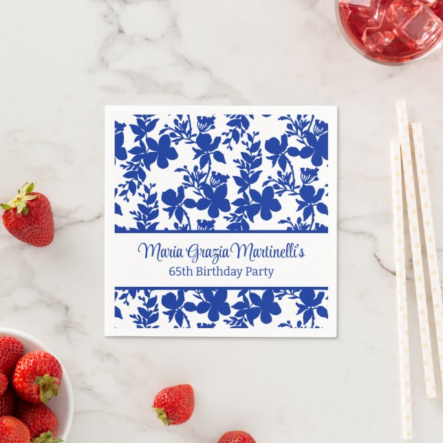 Chic Personlig Blue Azure Blommönster Pappersservett (Insitu)