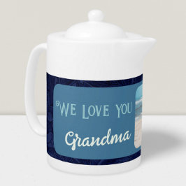 Chic Personlig Fototext Grandma Gift Blue