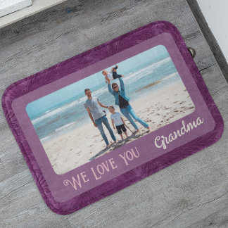 Chic Personlig Fototext Grandma Gold Red Badrumsmatta