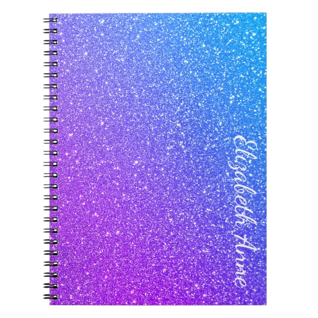 Chic Personlig Glitter med övertoning med Namn Anteckningsbok (Framsidan)