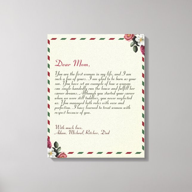 Chic Personlig Kärlek Brev Handskriftlig par Canvastryck (Framsida)