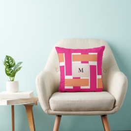 Chic Personlig Monogram Feminine Rand Mönster Kudde