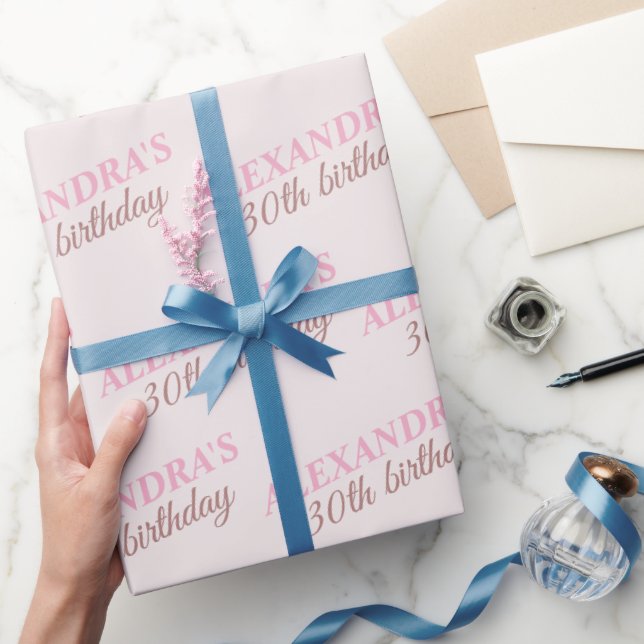 Chic Personlig Namn Ålder  Rosa födelsedag Presentpapper (Gifting)