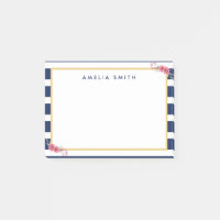 Chic Personlig Namn Blue Rand Rosa Flowers