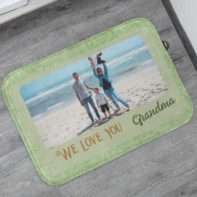 Chic Personlig Photo Text Grandma Gift-Grönt Badrumsmatta (Skapare uppladdad)
