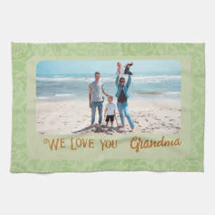 Chic Personlig Photo Text Grandma Gift-Grönt Kökshandduk