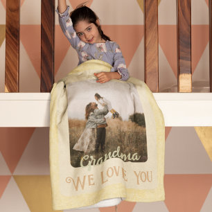 Chic Personlig Photo Text Grandma Gift-Gult Fleecefilt