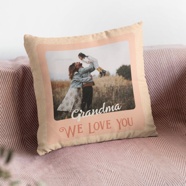 Chic Personlig Photo Text Grandparent Gift Kudde (Skapare uppladdad)