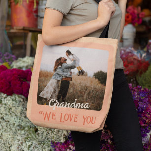 Chic Personlig Photo Text Grandparent Gift Tygkasse