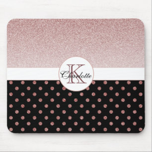 Chic Personlig Ro Guld Polka Dot Namn Musmatta