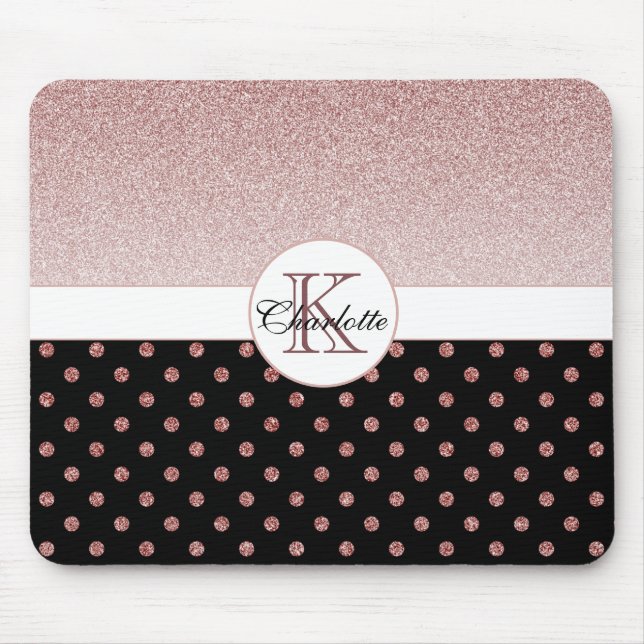 Chic Personlig Ro Guld Polka Dot Namn Musmatta (Framsidan)
