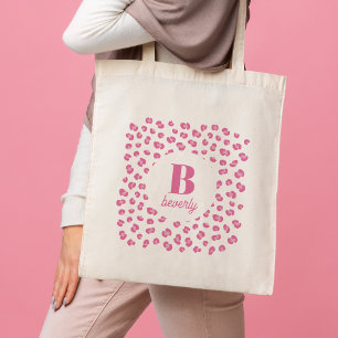 Chic Personlig Rosa Leopard Print Tote Bag Tygkasse
