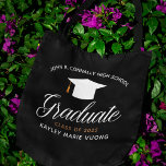 Chic Personlig Student, klass 2025 Black Tygkasse<br><div class="desc">Denna moderna anpassningsbar,  högre studenten-svarta tote-väska,  har chic- och guld-typografi under högskola eller högskola namn för 2025-klassen. Anpassa med ditt studieår under den vackra kalligrafin för en underbar personlig student-gåva.</div>