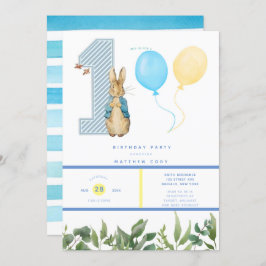 Chic Peter Rabbit Boy's 1st Birthday Party Inbjudningar