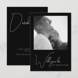 Chic Photo Black and White Groomsman Frieri kort