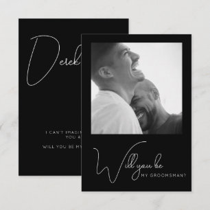 Chic Photo Black and White Groomsman Frieri kort