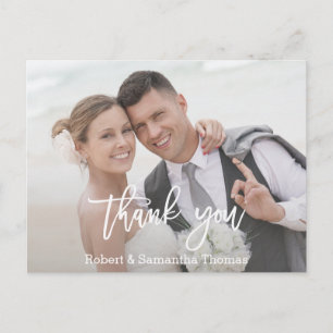 Chic Photo Calligraphy Bröllop Tack Vykort