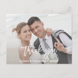 Chic Photo Calligraphy Bröllop Tack Vykort
