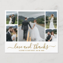 Chic Photo Collage Budget Bröllop Tack Flyer