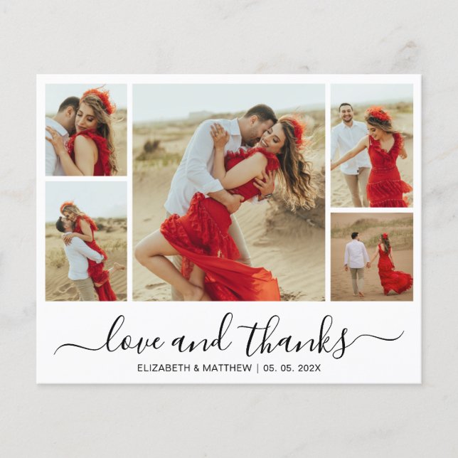 Chic Photo Collage Budget Bröllop Tack Flyer (Framsidan)