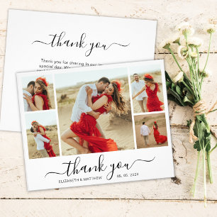 Chic Photo Collage Budget Bröllop Tack Flyer