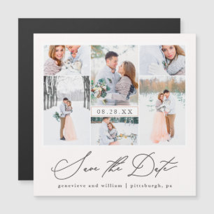 Chic Photo Collage Magnetic Bröllop spara datum
